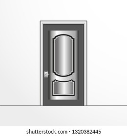 A door. Vector illustration in gray colors on a light background.