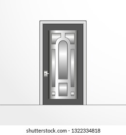 A door. Vector illustration in gray colors on a light background.