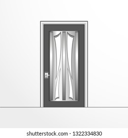 A door. Vector illustration in gray colors on a light background.