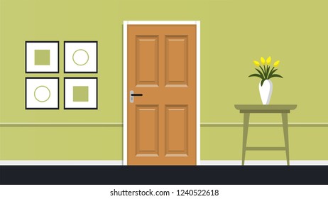 Door vector illustration. Interior illustration. Can be used for scene design and mokups.