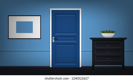 Door vector illustration. Interior illustration. Can be used for scene design and mokups.