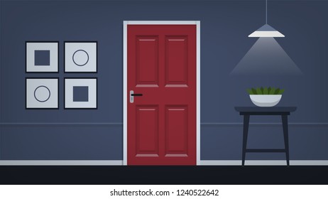 Door vector illustration. Interior illustration. Can be used for scene design and mokups.