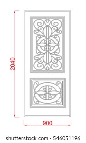 Door vector image  black paint in the white background