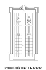 Door vector image  black paint in the white background