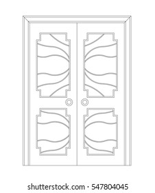 Door vector image  black paint in the white background