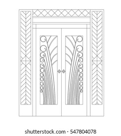 Door vector image  black paint in the white background