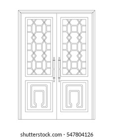 Door vector image  black paint in the white background