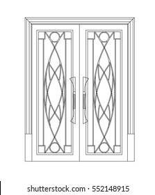 Door vector image  black paint different models in the white background 