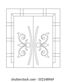 Door vector image  black paint different models in the white background 