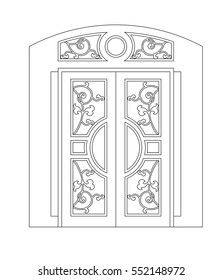 Door vector image  black paint different models in the white background 