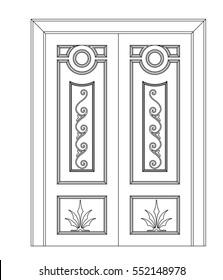 Door vector image  black paint different models in the white background 