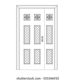 Door vector image  black paint in the white background