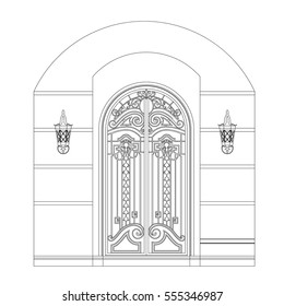Door vector image  black paint in the white background