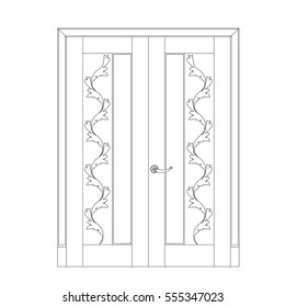 Door vector image  black paint in the white background