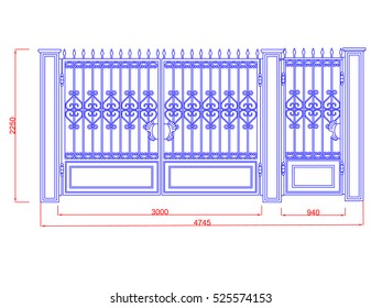 Door vector image with dimension black paint in the white background
