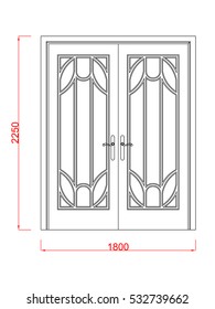 Door vector image with dimension black paint in the white background