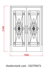 Door vector image with dimension black paint in the white background