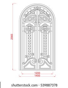 Door vector image with dimension black paint in the white background
