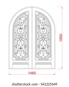 Door vector image with dimension black paint in the white background