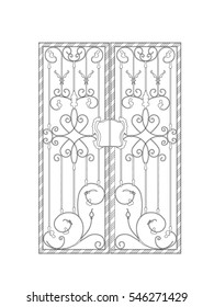 Door vector image with dimension black paint in the white background