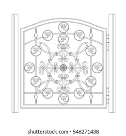 Door vector image with dimension black paint in the white background