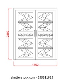 Door vector image with dimension black paint in the white background