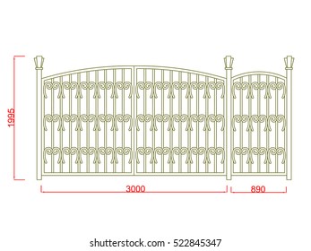 Door vector image with dimension green paint in the white background