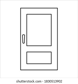 Door Vector, Door Line Art Vector, Flat Icon, Black and White Isolated Vector Illustration