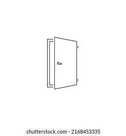 Door vector line icon on white flat sign