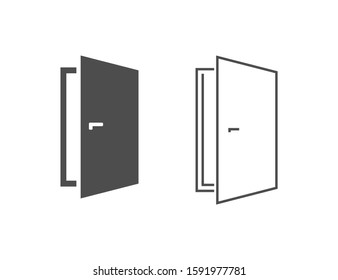 Door vector line icon set on white 