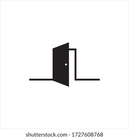 Diseño negro del logotipo vectorial de la puerta. Icono de puerta