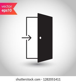 Door vector sign. Door icon. Door with arrow flat symbol. Door line icon.