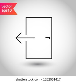 Door vector sign. Door icon. Door with arrow flat symbol. Door line icon.