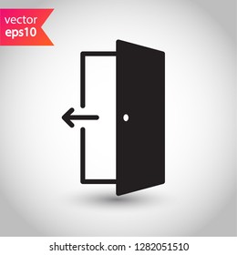Door vector sign. Door icon. Door with arrow flat symbol. Door line icon.