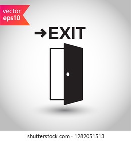 Door vector sign. Door icon. Door with arrow flat symbol. Door line icon.
