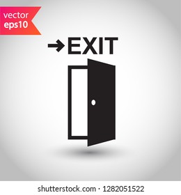 Door vector sign. Door icon. Door with arrow flat symbol. Door line icon.
