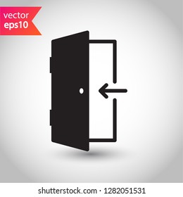 Door vector sign. Door icon. Door with arrow flat symbol. Door line icon.