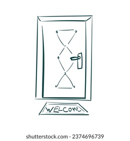 door vector sketch simple doodle hand drawn line illustration isolated abstract sign symbol clip art