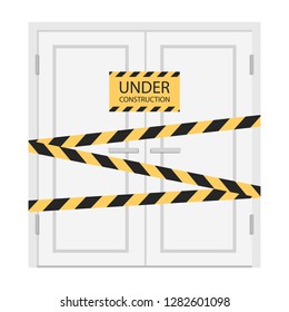 door vector. under construction label. wallpaper.