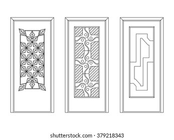 Door vector vintage frame with dimension