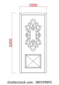 Door vector vintage frame with dimension black paint