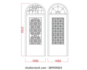 Door vector vintage frame with dimension black paint