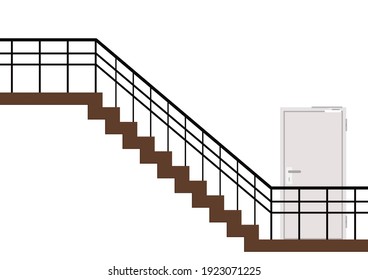 Vector de puerta. A la puerta. de fondo. puerta de fuego. escalera. 
