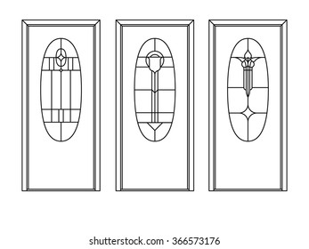 Door vintage three variant inside ellipse design different model