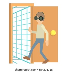 Door to the virtual space icon, cartoon style