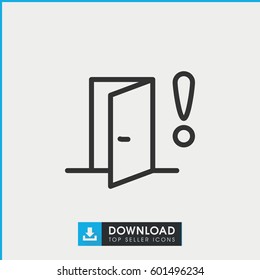door warning icon. simple outline door warning vector icon. on white background.