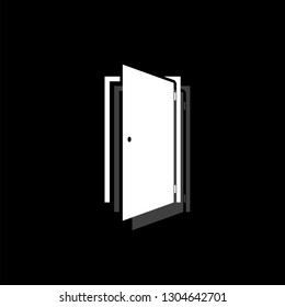 Door. White flat simple icon with shadow