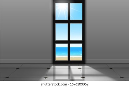 door of the white house on the beach in the summer