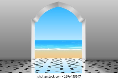 door of the white house on the beach in the summer