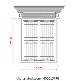 Door and window architectural sketch work vector line art in the white background with dimension